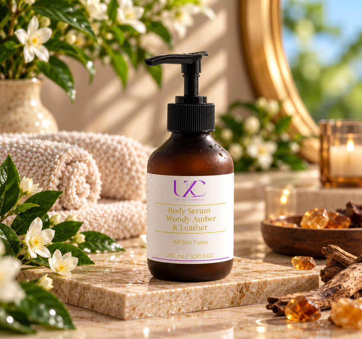 Silk Skin Body Serum – Holz-Bernstein- und Lederduft